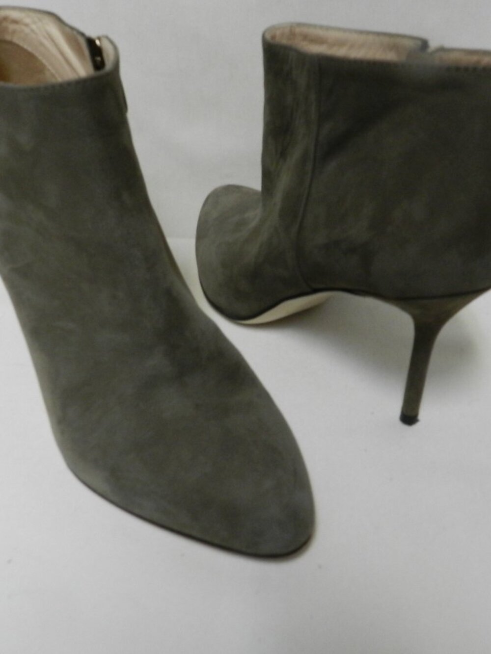 Sergio Rossi Suede heeled boots booties zip up Taupe Italy Size Sz 37 US 7